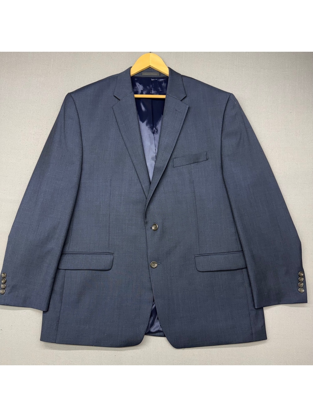 CHAPS Mens Suit Jacket Blazer 48R Blue Wool Blend 2 Button Business Classic